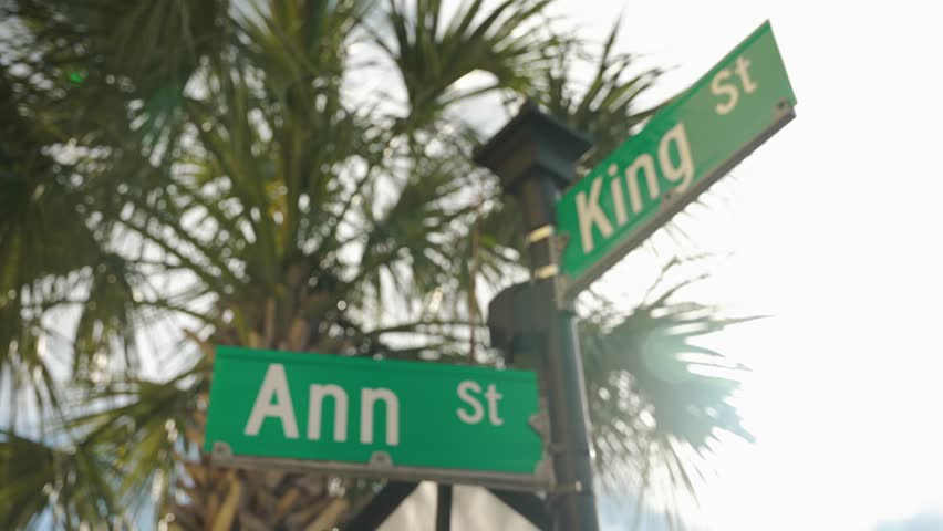 Close-up of street signs, King and Ann street in Charleston, South Carolina