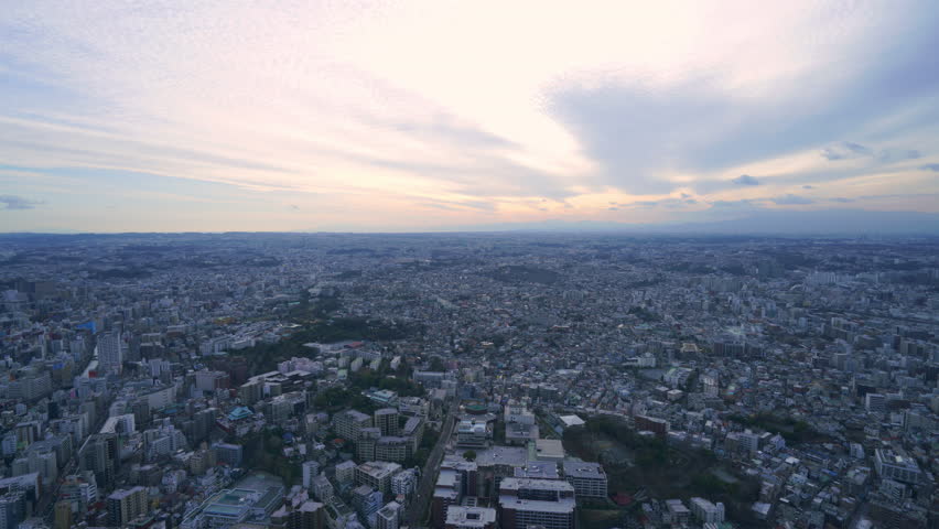 Yokohama Time lapse - Sunset of Kanagawa and Mt. Fuji direction cityscape	