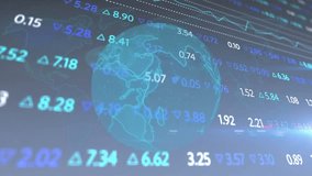 Financial data and stock market trends animation over digital globe. Finance, analytics, global, economy, technology - Powered by Shutterstock - Get 15% off with code: PIKWIZARD15