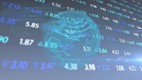 Financial data and stock market trends animation over digital globe. Finance, analytics, global, economy, technology - Powered by Shutterstock - Get 15% off with code: PIKWIZARD15