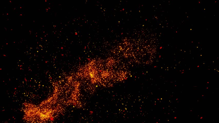 bright sparkling sparks and smoke from the fire
