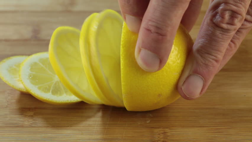 Lemon cut with a knife