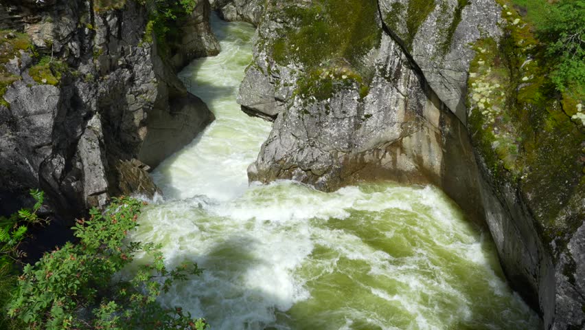 norway waterfall waves sunny day summer