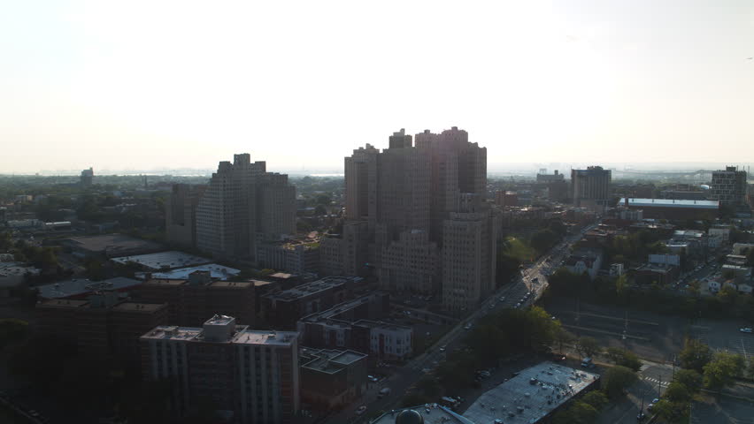 Aerial View Shot of New Jersey, Jersey City, Journal Square, Hoboken, The Heights, McGinley Square