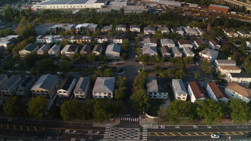 Aerial View Shot of New Jersey, Jersey City, Journal Square, Hoboken, The Heights, McGinley Square