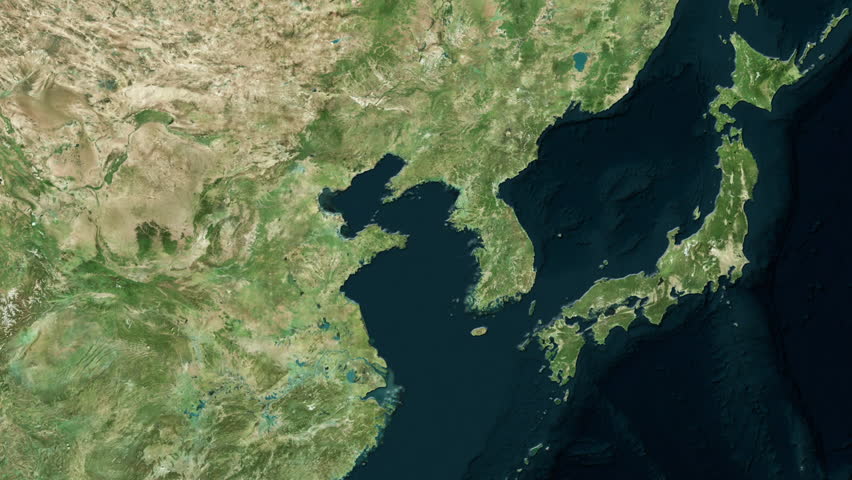 South Korea map - glide. Border. Satellite.