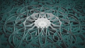 Seamless loop background with fractal 3D ornament in a shape of morphing stucco mandala. Endless psychedelic art animation of molding patterns for music festival and vj performance. Looped 4K 60fps - Powered by Shutterstock - Get 15% off with code: PIKWIZARD15