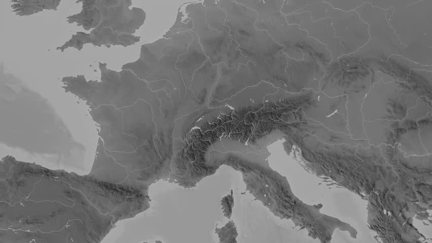 Switzerland map - zoom. Border. Grayscale.