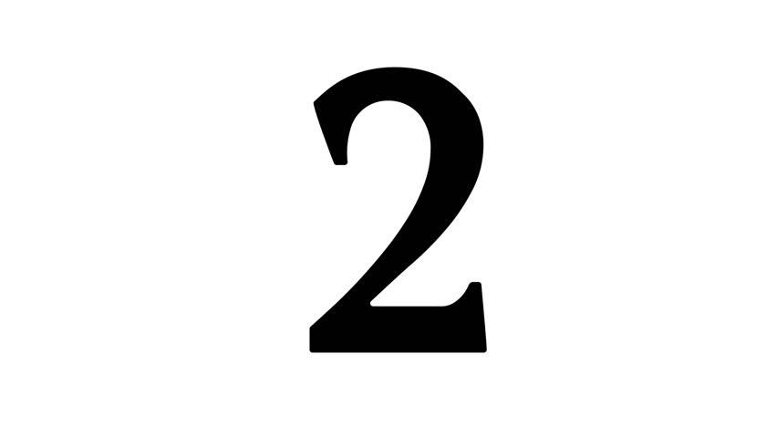 Animation set, number two symbol. Animations: transparency, zooms, transition top to down, transition left to right, slide up to down, slide left to right