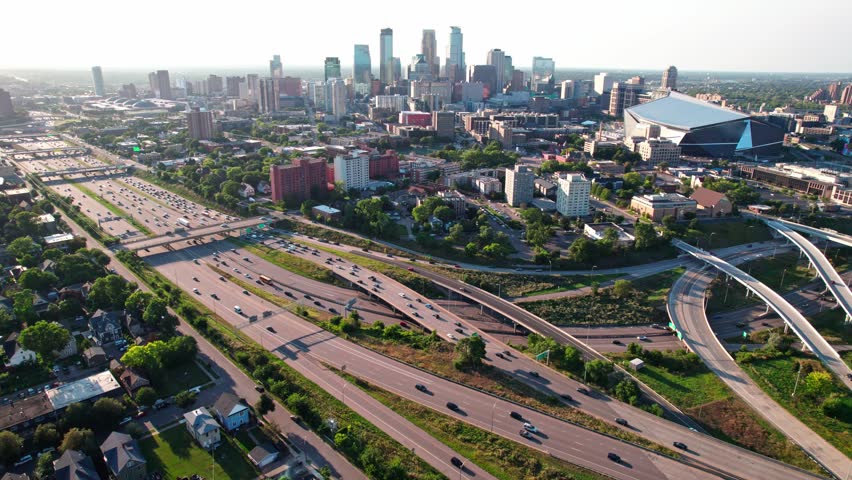 Downtown Minneapolis Minnesota USA - 4K Aerial Drone Video