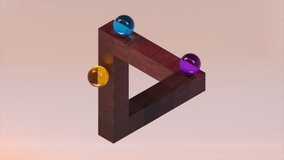 A 3D wooden geometric shape featuring an optical illusion, with vibrant colored spheres, set against a neutral background for a surreal effect. - Powered by Shutterstock - Get 15% off with code: PIKWIZARD15