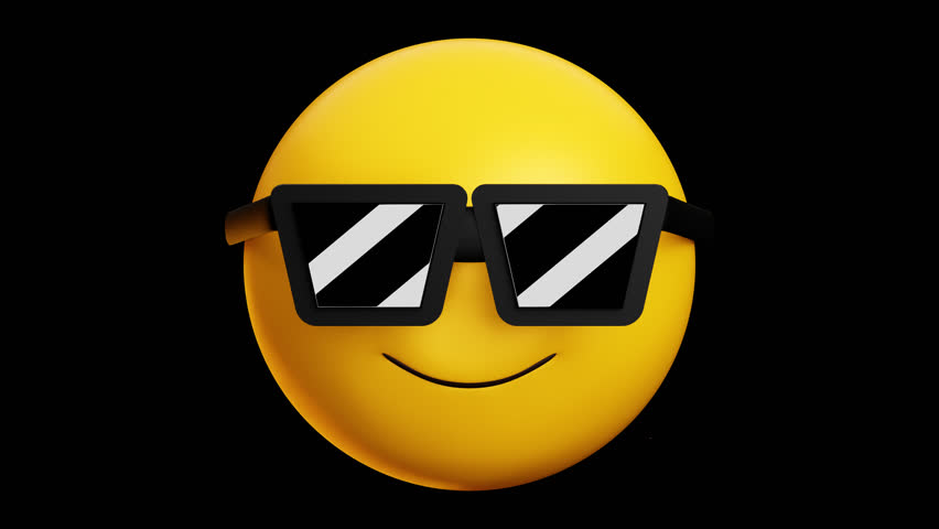 Smiling face with hearts and sunglasses emoji, sticking tongue out, 3d emoticon animation, Alpha channel, Transparent video	