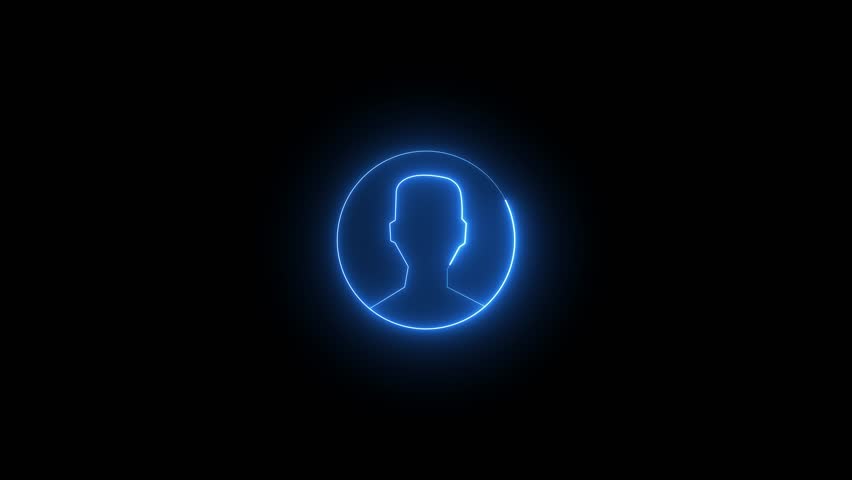 Glowing neon, personal profile icon animation background. personal profile symbol, man icon