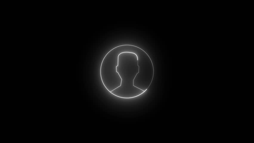 Glowing neon, personal profile icon animation background. personal profile symbol, man icon