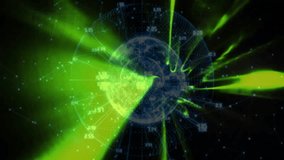 Green energy bursts animation over digital globe with data points. Technology, sustainability, global, renewable, environment, futuristic - Powered by Shutterstock - Get 15% off with code: PIKWIZARD15