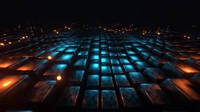 3d waves of cubes. Futuristic glowing surface in motion. Cyber background. Seamless 3d animation. - Powered by Shutterstock - Get 15% off with code: PIKWIZARD15