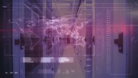 Scanning world map data animation over server room with servers in background. technology, digital, cybersecurity, network, global, database - Powered by Shutterstock - Get 15% off with code: PIKWIZARD15