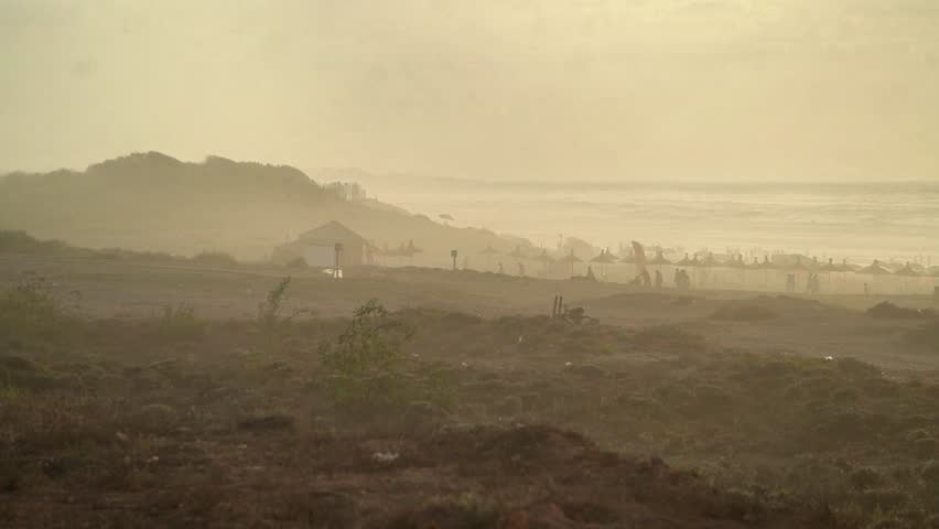 Sunset in Plage Madame Choual beach in Casablanca Morocco in summertime