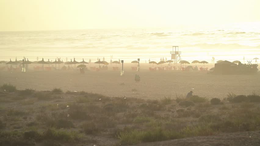 Sunset in Plage Madame Choual beach in Casablanca Morocco in summertime