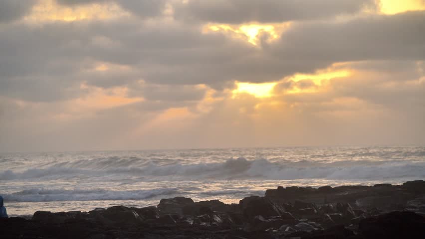 sunset on the beach Plage wad laabd in Casablanca Morocco