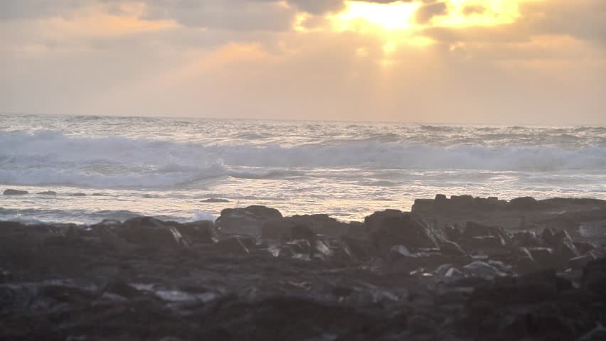 sunset on the beach Plage wad laabd in Casablanca Morocco
