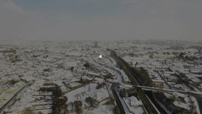 Network of connections and data processing animation over snowy urban landscape. Technology, cityscape, winter, digital, internet, communication - Powered by Shutterstock - Get 15% off with code: PIKWIZARD15