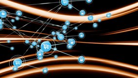 Network of shopping cart and lock icons, e-commerce security animation. protection, cyber, online, transaction, encryption, technology - Powered by Shutterstock - Get 15% off with code: PIKWIZARD15