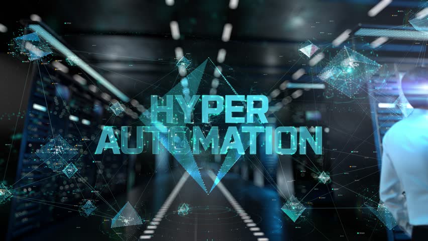 Hyper Automation. IT Administrator Activating Modern Data Center Server with Hologram.