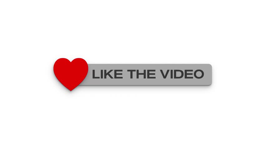 Video animation of an animated heart button with the message like the video on a white background. - Suitable for video blog. 
