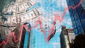 Financial graph animation over skyscrapers and dollar bills in cityscape. Finance, investment, economy, stock market, urban, metropolis - Powered by Shutterstock - Get 15% off with code: PIKWIZARD15