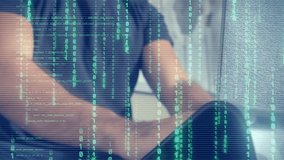 Hacker hand typing as green binary code streams across screen, cybersecurity concept - Powered by Shutterstock - Get 15% off with code: PIKWIZARD15