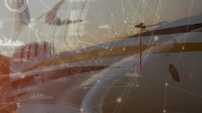 Aircraft engine and fuselage with data processing animation overlaid. Aviation, aerospace, engineering, technology, innovation, digital - Powered by Shutterstock - Get 15% off with code: PIKWIZARD15