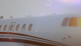 Airplane with cockpit close-up over digital interface animation. Aviation, technology, transportation, aircraft, futuristic, innovation - Powered by Shutterstock - Get 15% off with code: PIKWIZARD15