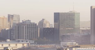 Social media notifications animation over cityscape with tall buildings. Technology, communication, urban, skyscrapers, digital, connectivity - Powered by Shutterstock - Get 15% off with code: PIKWIZARD15