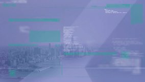 Cityscape with skyscrapers overlaid with coding and data processing animation. Technology, urban, digital, futuristic, innovation, analytics - Powered by Shutterstock - Get 15% off with code: PIKWIZARD15