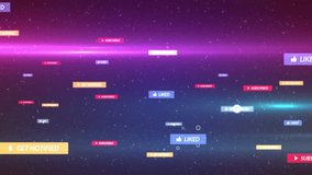 Social media notifications animation over starry night sky background. Technology, communication, digital, social network, interface, celestial - Powered by Shutterstock - Get 15% off with code: PIKWIZARD15