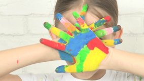 Painting Child Face Playing Looking Camera, Smiling Painted School Girl Portrait - Powered by Shutterstock - Get 15% off with code: PIKWIZARD15