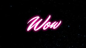 Wow text animation over sparkling light trails on dark background. vibrant, dynamic - Powered by Shutterstock - Get 15% off with code: PIKWIZARD15