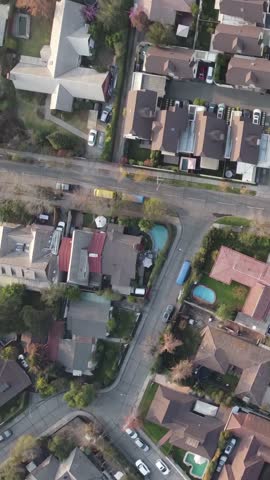 Santiago de Chile from Above, Vertical Drone Shot of the Capital
