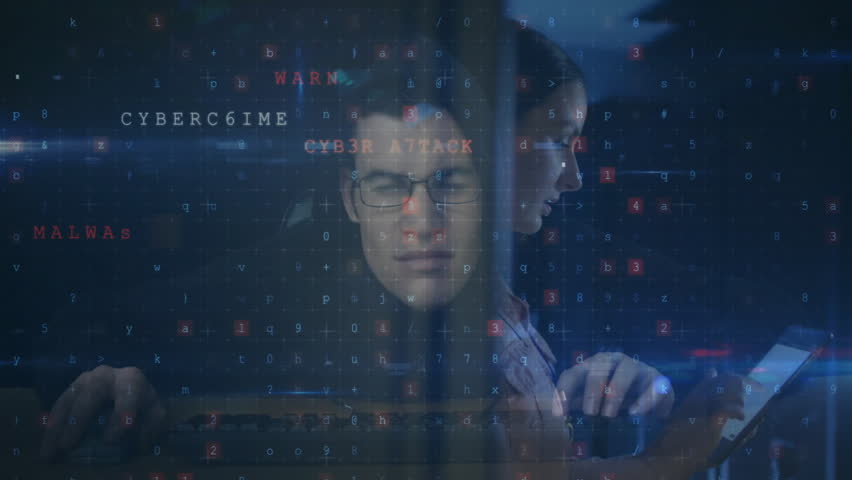 Cybercrime and malware detected animation over people working on computers. Cybersecurity, hacking, virus, threat, protection, internet - Powered by Shutterstock - Get 15% off with code: PIKWIZARD15
