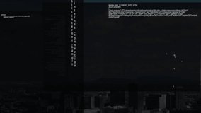 Glitch text animation over cityscape with buildings and cloudy sky. urban, cyber, futuristic, tech, digital, modern - Powered by Shutterstock - Get 15% off with code: PIKWIZARD15
