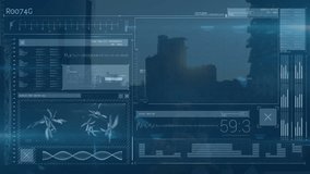 DNA analysis and data visualization animation over cityscape background. Technology, biotechnology, analytics, urban, futuristic, science - Powered by Shutterstock - Get 15% off with code: PIKWIZARD15