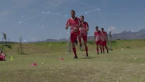 Soccer players training with cones over network connections animation. teamwork, practice, digital, virtual, technology, exercise - Powered by Shutterstock - Get 15% off with code: PIKWIZARD15