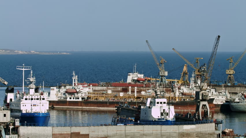 Close-up shipyard, port sea and ships.