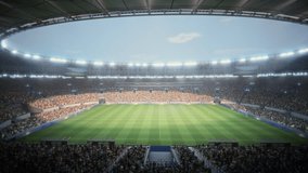 Drone Footage of Soccer Stadium Filled With Cheering Fans, Excitement and Energy of the Game. Sport Channel Television Playback, Screen Content. Flyover Around Stadium - Powered by Shutterstock - Get 15% off with code: PIKWIZARD15