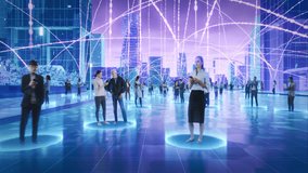 Happy People using Smartphone Devices in World Wide Connected Social Network. Diverse People do E-Business, Communicate, Send Messages. Visualization of Internet Virtual Reality Interconnected Persons - Powered by Shutterstock - Get 15% off with code: PIKWIZARD15