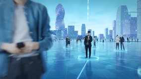 Futuristic Conceptual City with Diverse Perople Engage With Digital Devices, Interconnected by Glowing Data Streams. Big Data, Machine Learning, Digital Communication. Abstract Information Lines - Powered by Shutterstock - Get 15% off with code: PIKWIZARD15