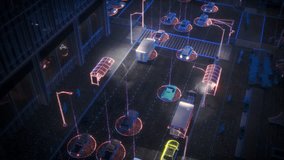 Futuristic Concept: Computer Vision of Busy City Street with Driverless Autonomous Cars and Pedestrians. Futuristic Self-Driving Transport is Moving on a Public Highway in a Modern City - Powered by Shutterstock - Get 15% off with code: PIKWIZARD15