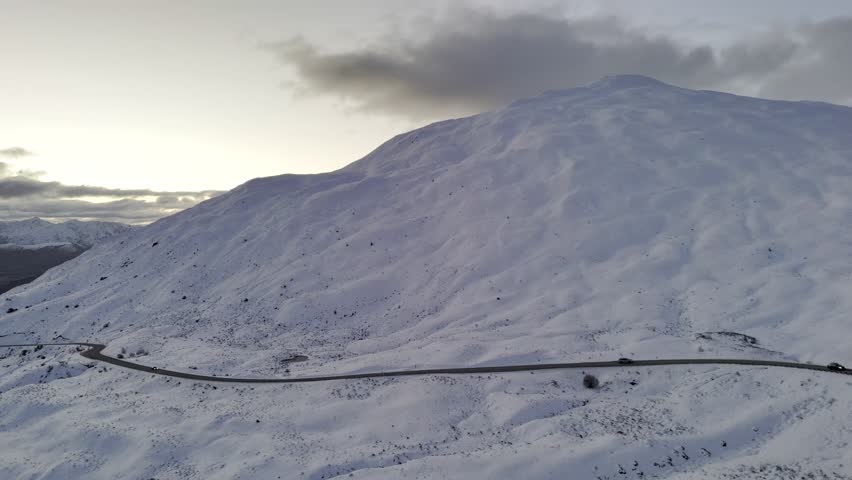 wide angle snow shot on the crown range Queenstown New Zealand social influencer stock footage