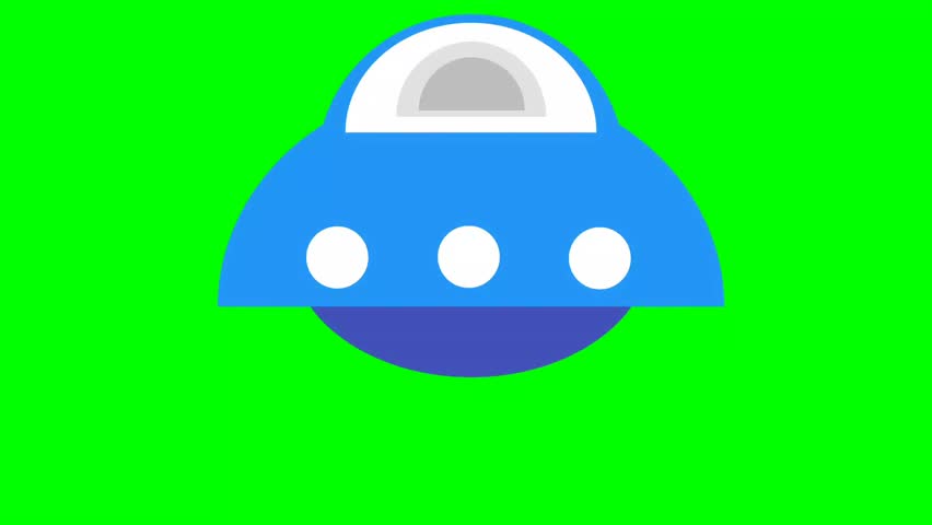 Animated Cartoon Ufo on Green Screen with Simple Design Perfect for Adding Fun and Whimsy to Any Project with Spacecraft Science Fiction and Animation for Kids Content Creation